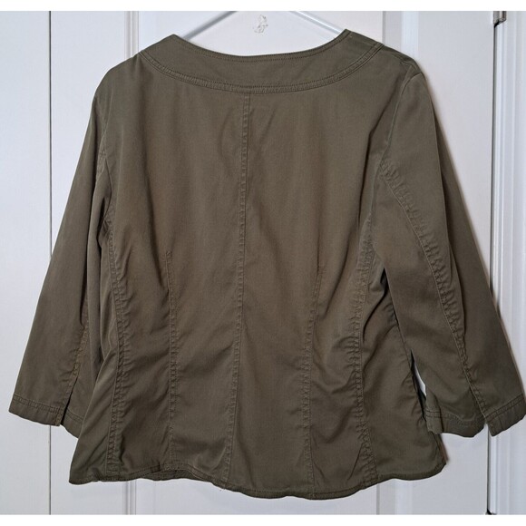 J Jill Jacket Size 14 Lightweight Stretch Olive Green Elevated Casual Chic - Picture 3 of 8